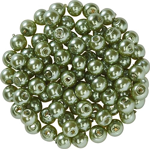 PRACHT Glaswachsperlen 4 mm 100 Stk Perlen Glas 4.0 mm Ø 100 Stück Dunkelgrün