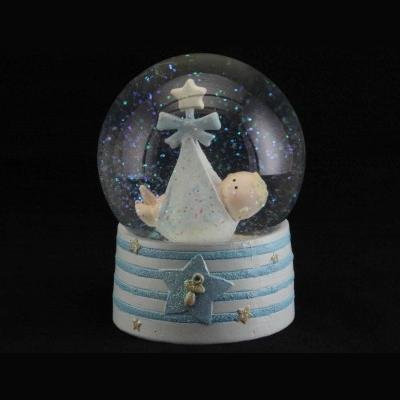 Gisela Graham Schneekugel Globe Glitzer Baby Jungen Blau Größe L