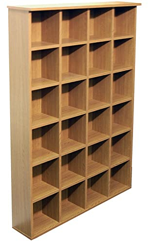 WATSONS PIGEON HOLE - 480 CD / 312 DVD Blu-ray Media Cubby Storage Shelves - Oak