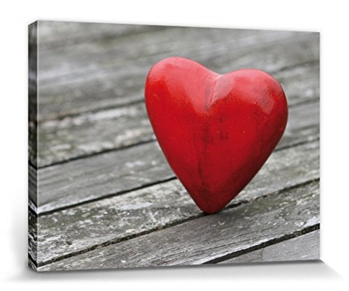 1art1 Herzen Poster Mein Herz Auf Dem Boden Bilder Leinwand-Bild Auf Keilrahmen | XXL-Wandbild Poster Kunstdruck Als Leinwandbild 40x30 cm