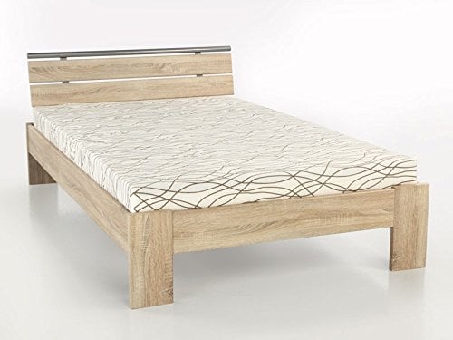 expendio Jugendbett Cortina 140x200cm Eiche-Nb sägerau, Bett komplett + Rollrost + Matratze, Singlebett Kinderbett