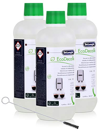 3x EcoDecalk von Delonghi für Kaffeevollautomaten Entkalker und eine Delonghi Reinigungsbürste