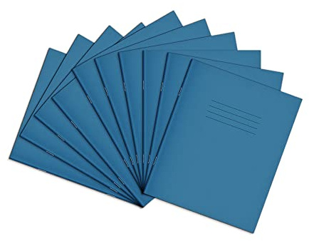 Rhino 8 x 6.5 Exercise Books, 7mm Squared, 48-Page / 10-Pack, Light Blue | Notebooks with Small-Squared Paper, Ideal for Maths Lessons - Perfect for Calculations, Plotting Charts & Technical Drawing