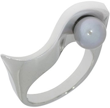 unique avenue - Ring Wave 925 Sterlingsilber Akoya Perle grau