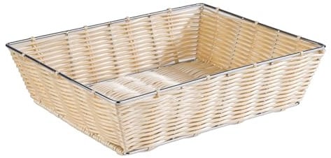 APS 40152 Buffetkorb ECONOMIC, GN 1/2, 32,5 x 26,5 cm, Höhe 8 cm, mit Edelstahldraht im Rand, Polypropylen, beige