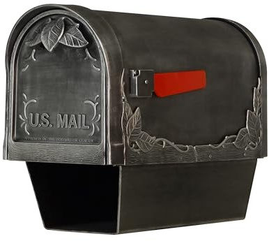 Special Lite Floral Curbside Mailbox with Paper Tube - Swedish Silver Aluminum Mailbox for Post Mount - SCF-2003-SW
