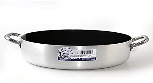 Ollas Agnelli Platinum Baja Cazuela de Aluminio, con Dos Asas en Acero Inoxidable, Plata, 45 cm