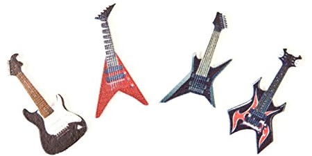 My Wedding Shop Streudeko aus lackiertem Holz Mini Gitarren für Musikfans, Gitarristen & Rocker - Inhalt 8 Stück pro Verpackungseinheit - Grösse pro Element 4cm