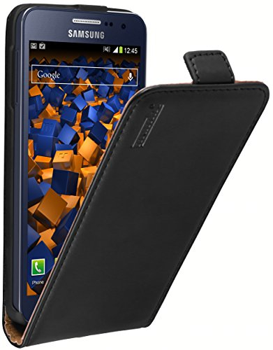 mumbi Echt Leder Flip Case kompatibel mit Samsung Galaxy A3 2015 Hülle Leder Tasche Case Wallet, schwarz