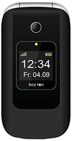 Beafon SL670_EU001B Mobiltelefon (Innendisplay 240 x 320 Pixel, 3,30 cm (1,3 Zoll Aussendisplay 128 x 128 Pixel, VGA Kamera, SOS-Notruftaste, 6,09 cm (2,4 Zoll schwarz/Silber