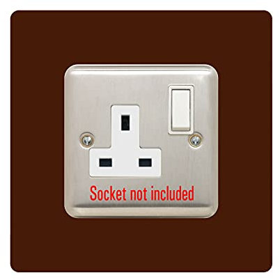 Single Socket Surround | Square | Acrylic Back Panel or Finger Plate | Light Switch Plug, Font Colour:Brown