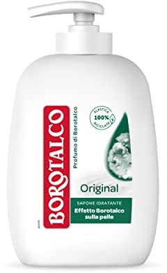Borotalco, Flüssigseife mit Puderduft, feuchtigkeitsspendende und beruhigende Formel mit Inhaltsstoffen natürlichen Ursprungs - Dermatologisch getestet, respektiert den pH-Wert der Haut - Flasche mit