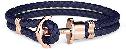 PAUL HEWITT Anker Armband Damen PHREP - Segeltau Armband Frauen, Leder Armband Damen (Marineblau) mit Anker Schmuck aus IP-Edelstahl (Rosegold)