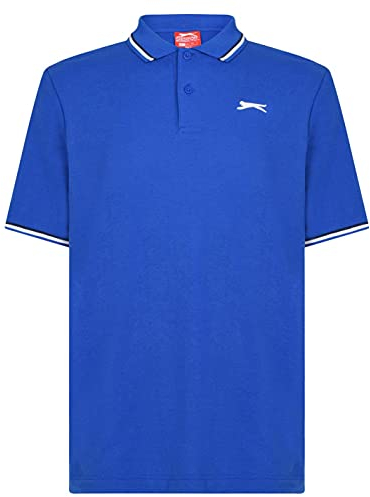 Slazenger Men's Polo Shirt, Short-Sleeved, Striped Details - Blue - XXXX-Large