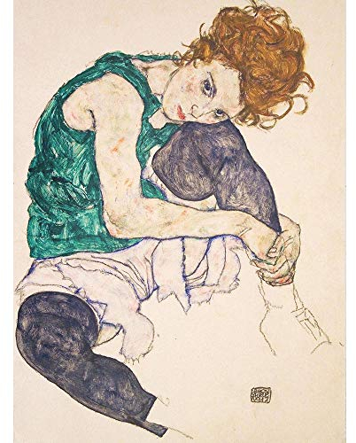 Wee Blue Coo Egon Schiele Seated Woman Legs Drawn Up Adele Herms Painting Art Print Poster Wall Decor Kunstdruck Poster Wand-Dekor-12X16 Zoll