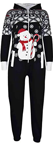 A2Z 4 Kids Girls Boys Novelty Christmas Snowman Fleece - Xmas Onesie Snowman Black 13