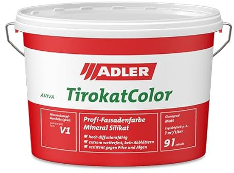 ADLER AVIVA Tirokat-Color - 3 Liter - B25/4 Figaro - Wetterbeständige, mineralische Fassadenfarbe auf Wasserbasis. Hochwertige Silikatfarbe für außen