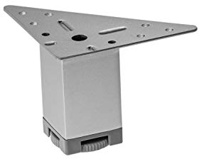 GedoTec Moderner Möbelfüße höhen-Verstellbarer - Marie | Höhe 70 mm | Metall Sofa-Fuß mit Regulierschraube | Schrankfuß Chrom matt | 4 Stück - Design Sockelfüße Silber mit Dreieck-Anschraubplatte