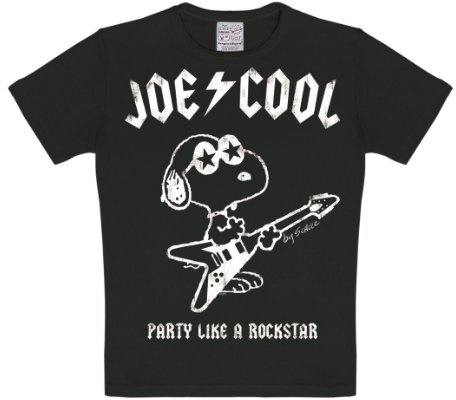 Logoshirt® Peanuts Snoopy Joe Cool Rockstar T-Shirt Kinder 122/128 | Snoopy mit E-Gitarre-Motiv, lizenziertes Originaldesign, lustiges Comic T-Shirt, bedruckt, 100% Baumwolle, Mädchen und Jungen