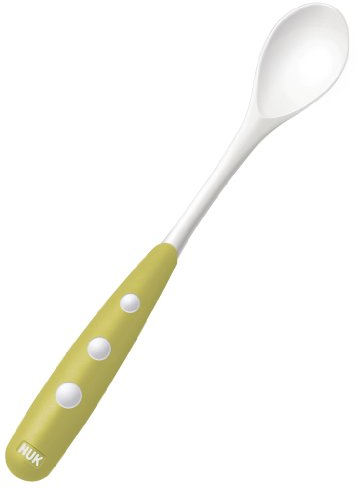 NUK easy learning 10255111 - Cuchara para bebé antideslizante (2 unidades) sin BPA, tamaño extra largo, diseño con bordes redondeados, color verde