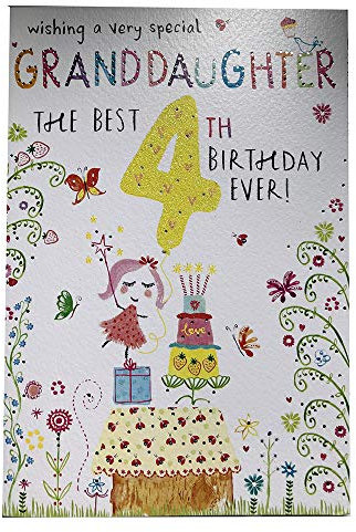 For A Special Granddaughter on Your 4th birthday card - Cute Bear 7825CG