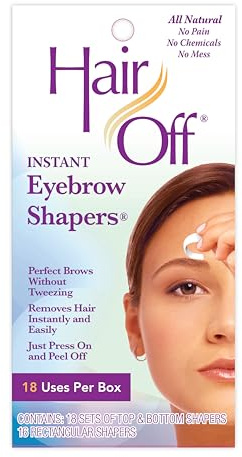 Hair Off Eyebrow Wax Strips, Painless Shaping Kit for Women (18 Ct)
