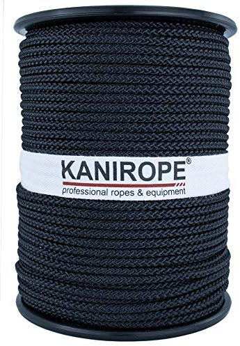 Kanirope® Polyesterseil Seil Polyester POLYBRAID 4mm 500m Schwarz 8-fach geflochten