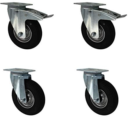 Set 200 mm Luftbereifte Räder Rollen Transportrollen Lenkrollen TK 300 kg
