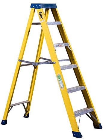 DJM Direct Electricians Heavy Duty Tread EN131 Professional Fibreglass Step Ladder 30000v (6 Tread)