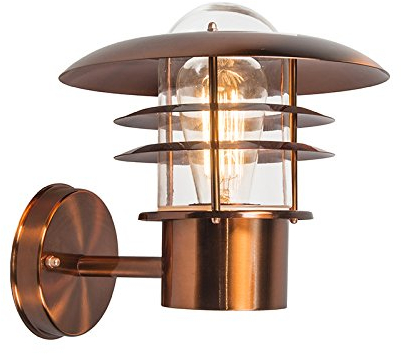 Qazqa - Modern Vintage Außen Wandleuchte Kupfer IP44 - Prato I Außenbeleuchtung - Edelstahl Rund - LED geeignet E27