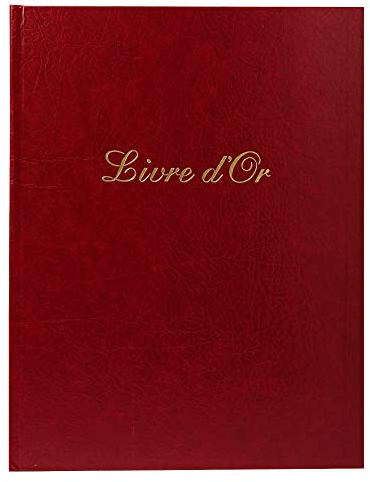 Exacompta - Réf. 4715E -1 Livre d'or cuir Alpille - Format vertical : 27 x 22 cm - Extérieur et dos en cuir - Tranche or avec titre - 140 pages unies papier vergé ivoire - Coloris : Rouge
