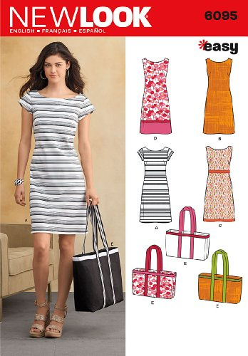 New Look Easy Sewing Pattern 6095: Misses Dresses and Bags, Size A(10-12-14-16-18-20-22), Multicolor