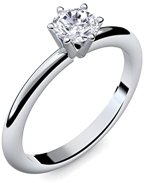 Verlobungsringe von AMOONIC mit Zirkonia Stein +*LUXUSETUI & GRAVUR!* Heiratsantrag Geschenkidee Antrag Hochzeit Silberring Ring Silber 925 Zirkonia wie Diamant Damenring AM195SS925ZIFA54-2