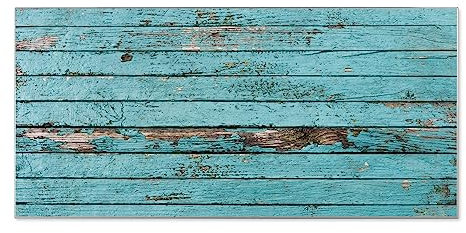 banjado® Magnettafel silber 78 x 37cm / Magnetwand aus Metall/Magnetpinnwand Memoboard/Pinnwand Magnettafel Küche, Büro, Kinderzimmer inkl. 4 Magnete & Montageset Motiv Blaue Holzlatten