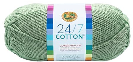 Lion Brand Yarn Company-Matassa di Filato in Cotone, in Puro Cotone, Colore: Verde Menta