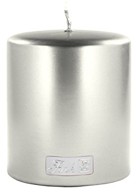 Fink - Candle/Stumpenkerze/Kerze - metallic/Stein - Silber - getaucht - Höhe 10 cm - Ø 8 cm