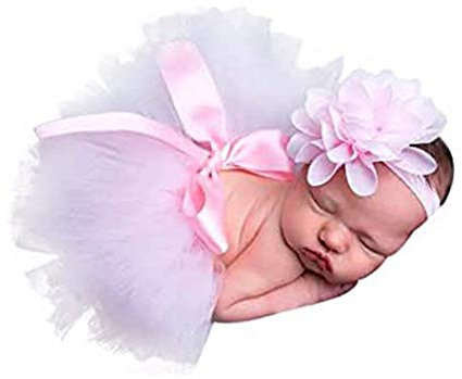 Bebé recién Nacido Tutu Ropa Falda Tocado Flor Foto Fotografía Prop Outfit, Rosa
