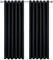 Imperial Rooms Eyelet Blackout Curtains 90x90 inch Drop Thermal Insulated Black Curtains Super Soft Ring Top Curtain for Living Room with Two Tie Backs Pair Panels