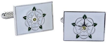 Yorkshire Rose Cufflinks - White Rose Of York Heraldy Shirt Cufflinks Presented in Onyx Art Cufflink Box