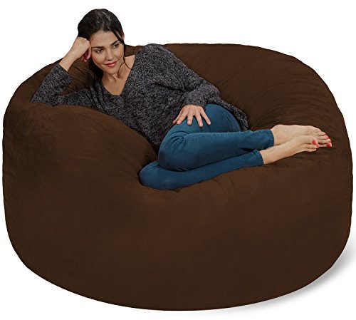 Chill Sack Bohnenbeutelstuhl: Riesen Memory Foam Möbel Taschen und große Liege - großes Sofa mit großen Wasser resistent Soft Micro Suede Cover - Schokolade, 5 Fuß