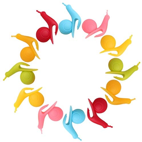 12 Stück Neue Nette Bunte Schnecke Form-Silikon-Hängeteebeutelhalter-Schalen-Becher-Süßigkeit-Farben-Geschenk-Set (12 pcs)
