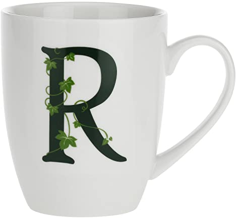 La Porcellana Bianca - Tazza Lettera R, Bianco - Arredo Casa, Cucina - Linea Atupertu - Idea Regalo - Stoneware - 380 CC