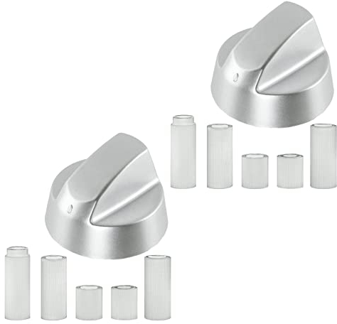 Spares2go Control Knobs/Dials for Indesit Oven Cooker & Hob (Pack of 2 + Adaptors, Silver)