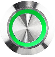 HUBER Pulsante campanello a LED, acciaio inossidabile - interruttore campanello, campanello, colore luce verde, IP65, rotondo
