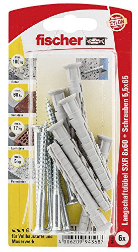 Fischer Langschaftdübel SXR Z K SBKarte, 6 Stück, 8 x 60 mm, 94368