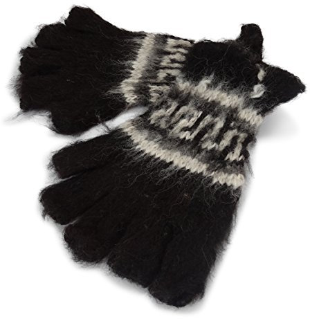 Tumia LAC 100% Alpaka Fingerlose Handschuhe - Handgefertigt in Bolivien - Schwarz