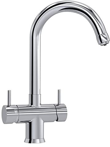 Nobius - Rubinetto a 5 vie C con beccuccio cromato per acqua fredda e calda non trattata e 3 tipi aggiuntivi di acqua ferma, fredda e gassata.