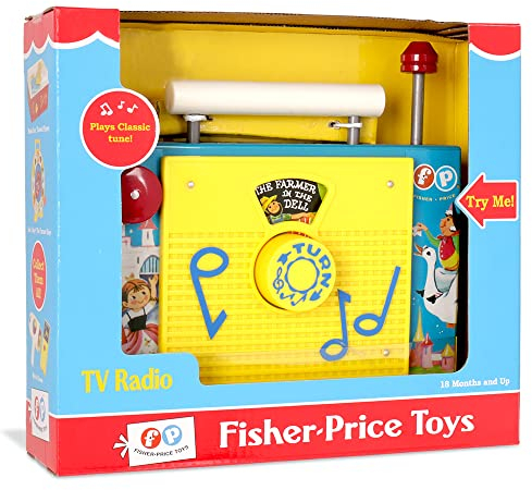 Jouet Tv Radio, Fisher Price Classics, Basic Fun, 1703, Jouet Interactif pour Bébé, pour les Jeux de Rôle et D'Imitation, pour les Garçons et les Filles à Partir de 18 Mois