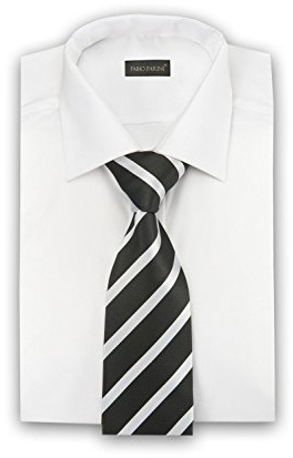 Fabio Farini - Herren gestreifte Krawatte in 8cm Breite, Schlips klassisch Robuste Pflegeleichte Mikrofaser für alle Anlässe wie Hochzeit, Beerdigung, Konfirmation oder Business Schwarz Weiß Breit