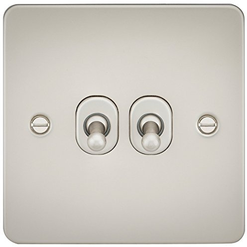 Knightsbridge FP2TOGPL FPAV2TOGPL Flat Plate 10A 2G 2 Way Toggle Switch-Pearl, Peal